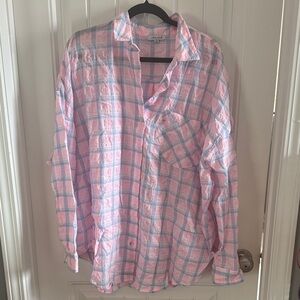 White Birch Pink and Blue Plaid Women's Button Down Shirt